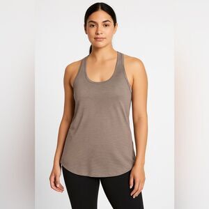 Athleta Striped Metallic Ribbed Lightweight Tank Top Taupe Stretch Casual 1X